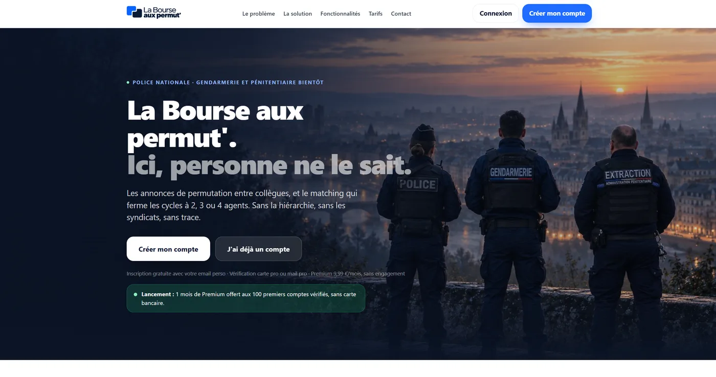 Page d'accueil de La Bourse aux permut'